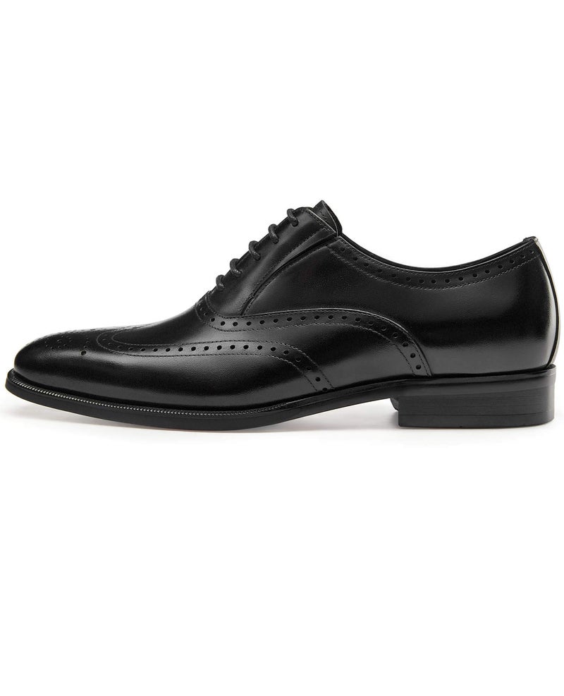 FRASOICUS Menâ€™s Dress Shoes with Genuine Leather in Classic Brogue Elastic Band Oxford Formal (Black, Adult, Men, 7, Numeric, US Footwear Size System, Medium) - Image 3